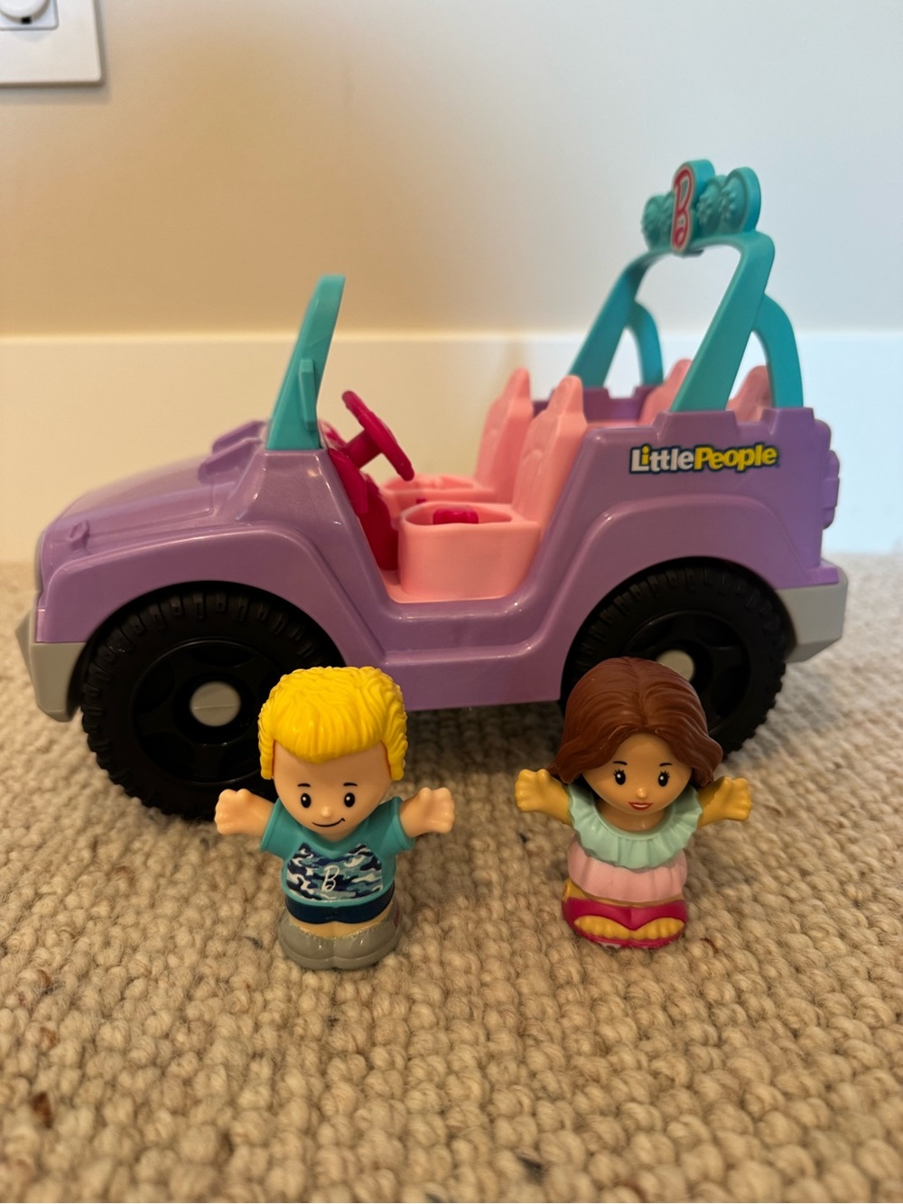 Fisher-Price Barbie Purple, Pink & Teal Little People Jeep with Two Figures